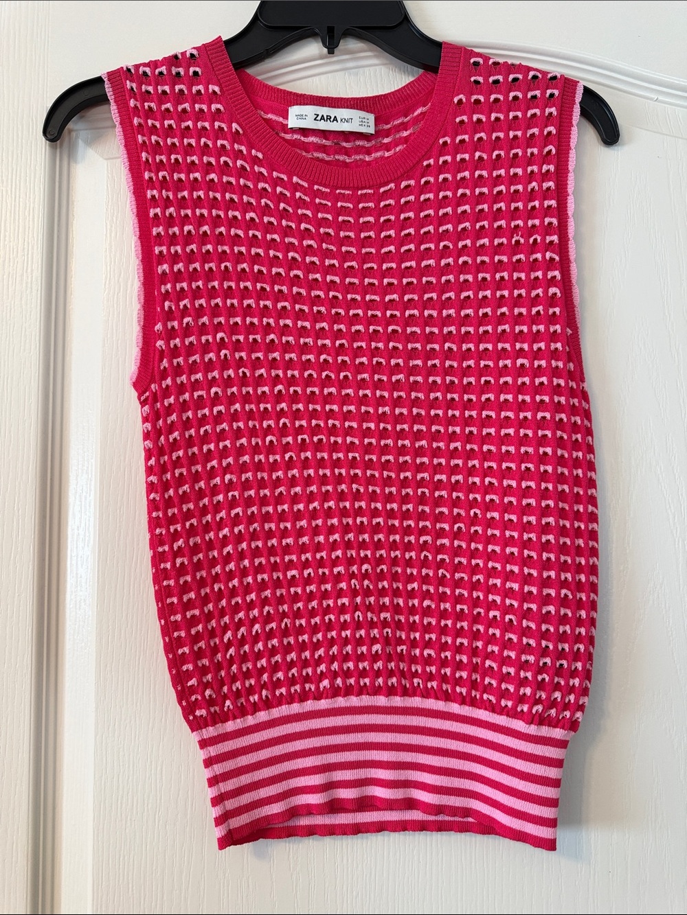 Zara Hot Pink and Light Pink Waffle Knit Sleeveless Tank